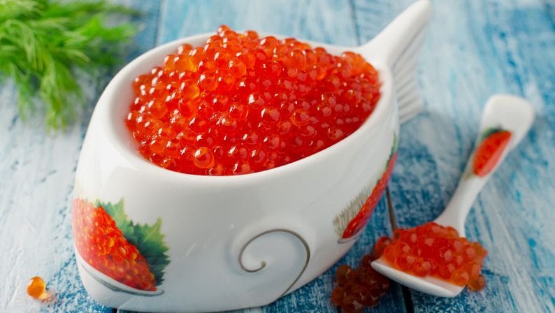 تصویر 1 از خاویار سالمون طلایی با دانه های درشت و تازه